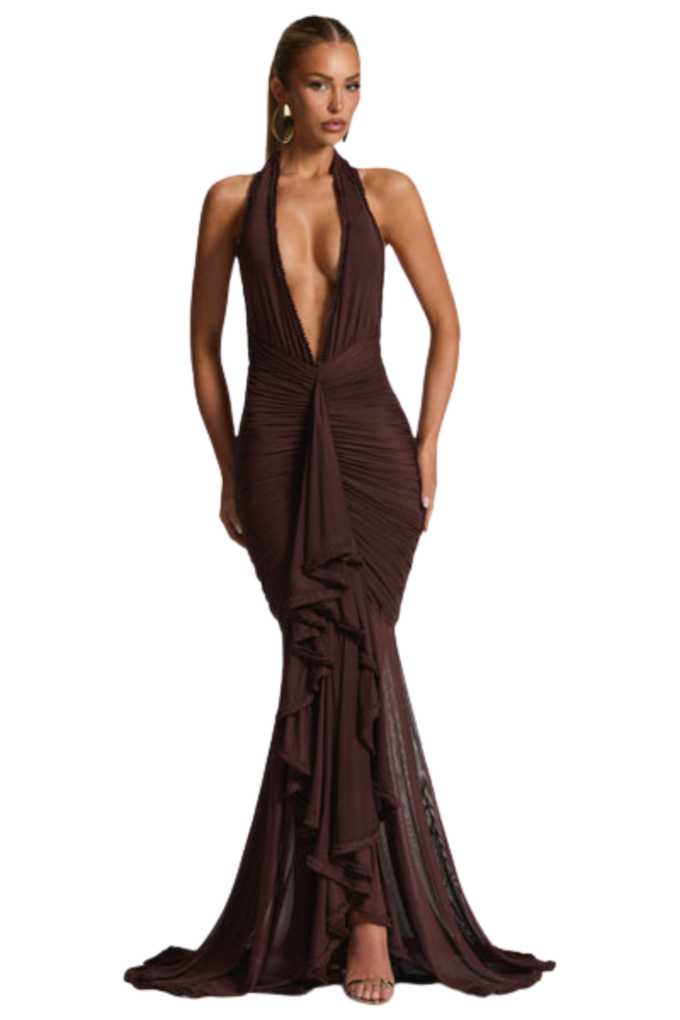 Vestido Longo Eclipse Marrom Ameixa