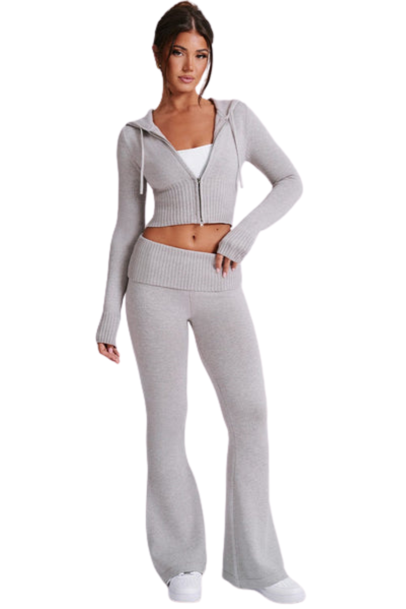 Conjunto Knitwear Portia – Cinza Claro Mesclado