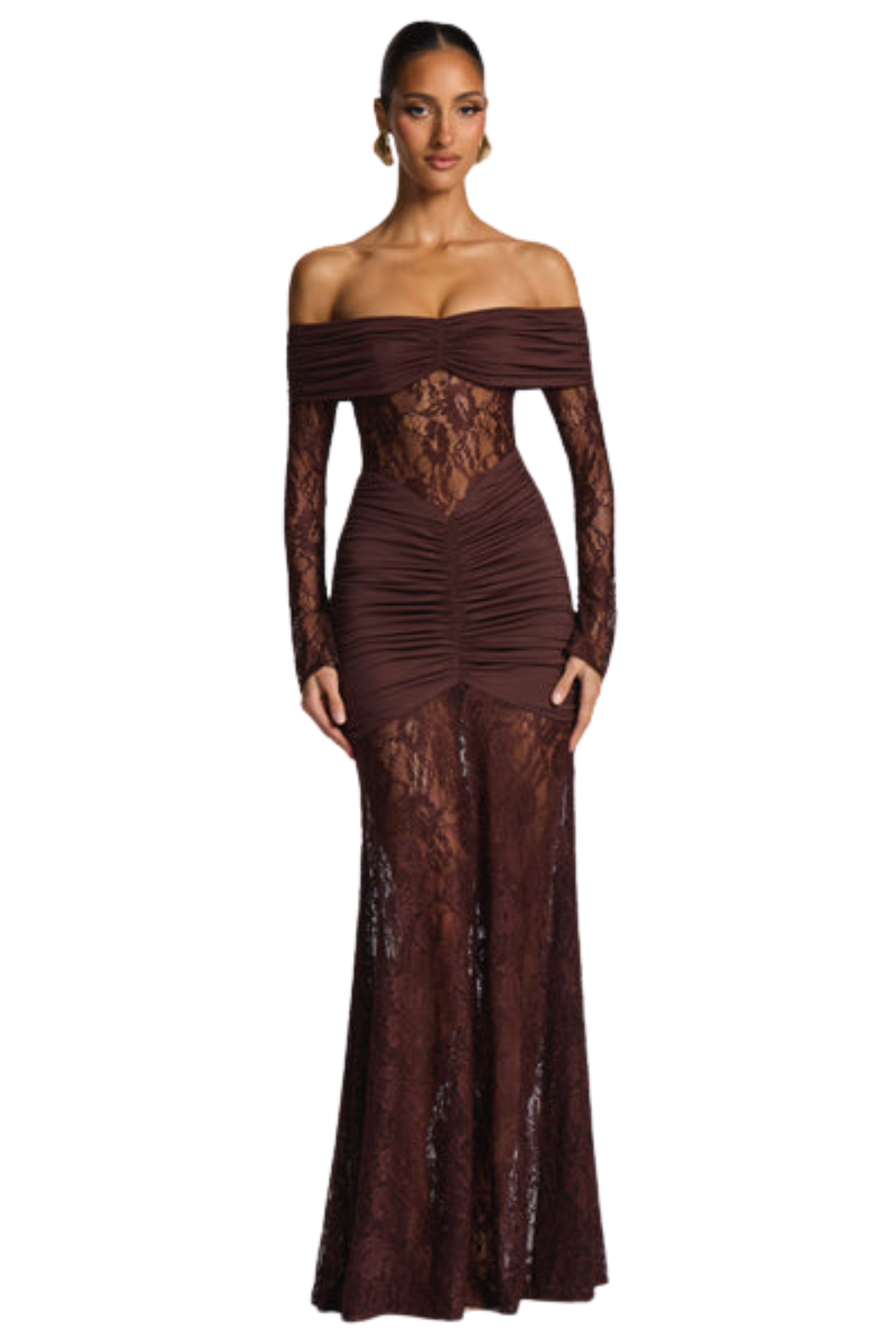 Vestido Longo Valentina Marrom Ameixa