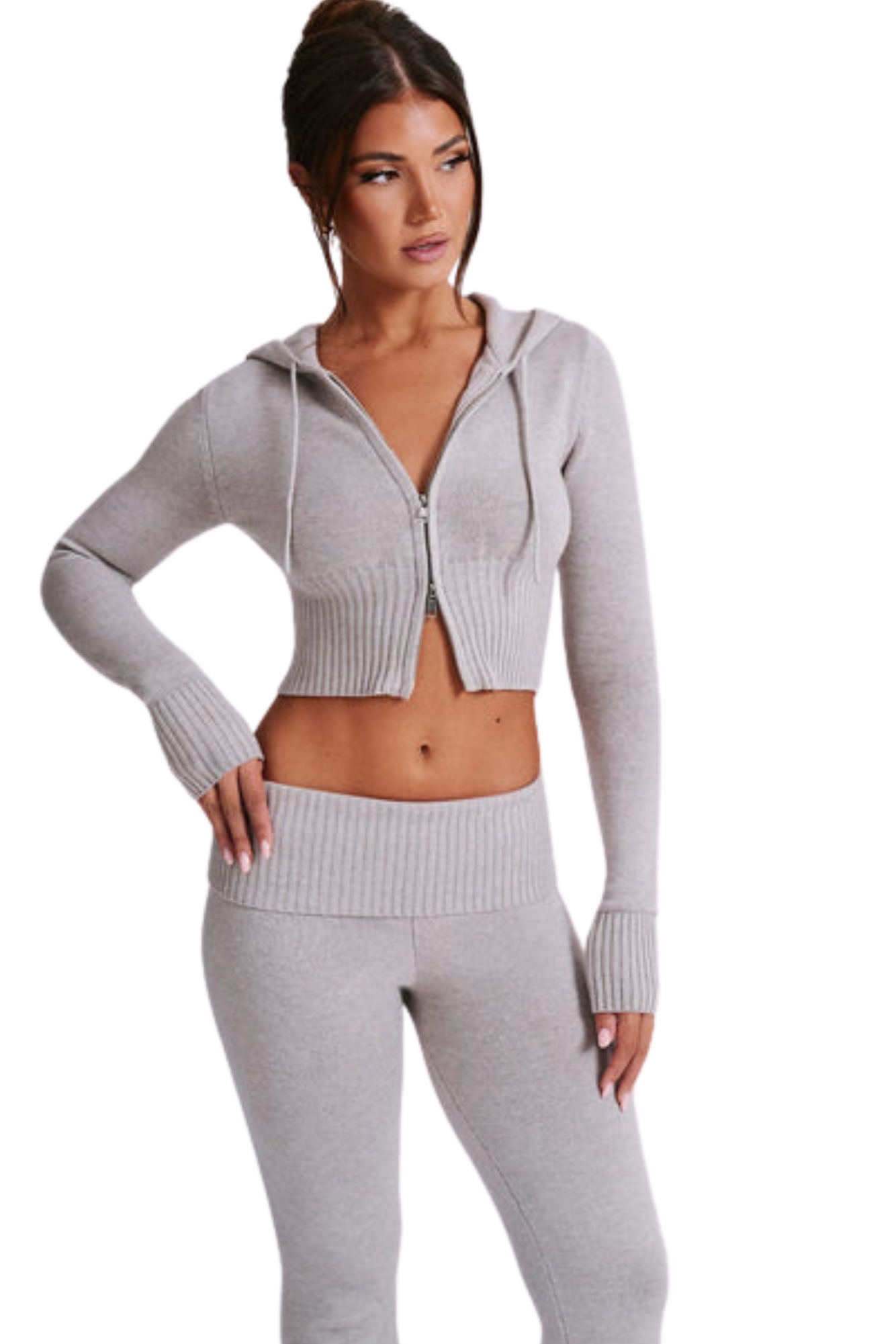 Conjunto Knitwear Portia – Cinza Claro Mesclado