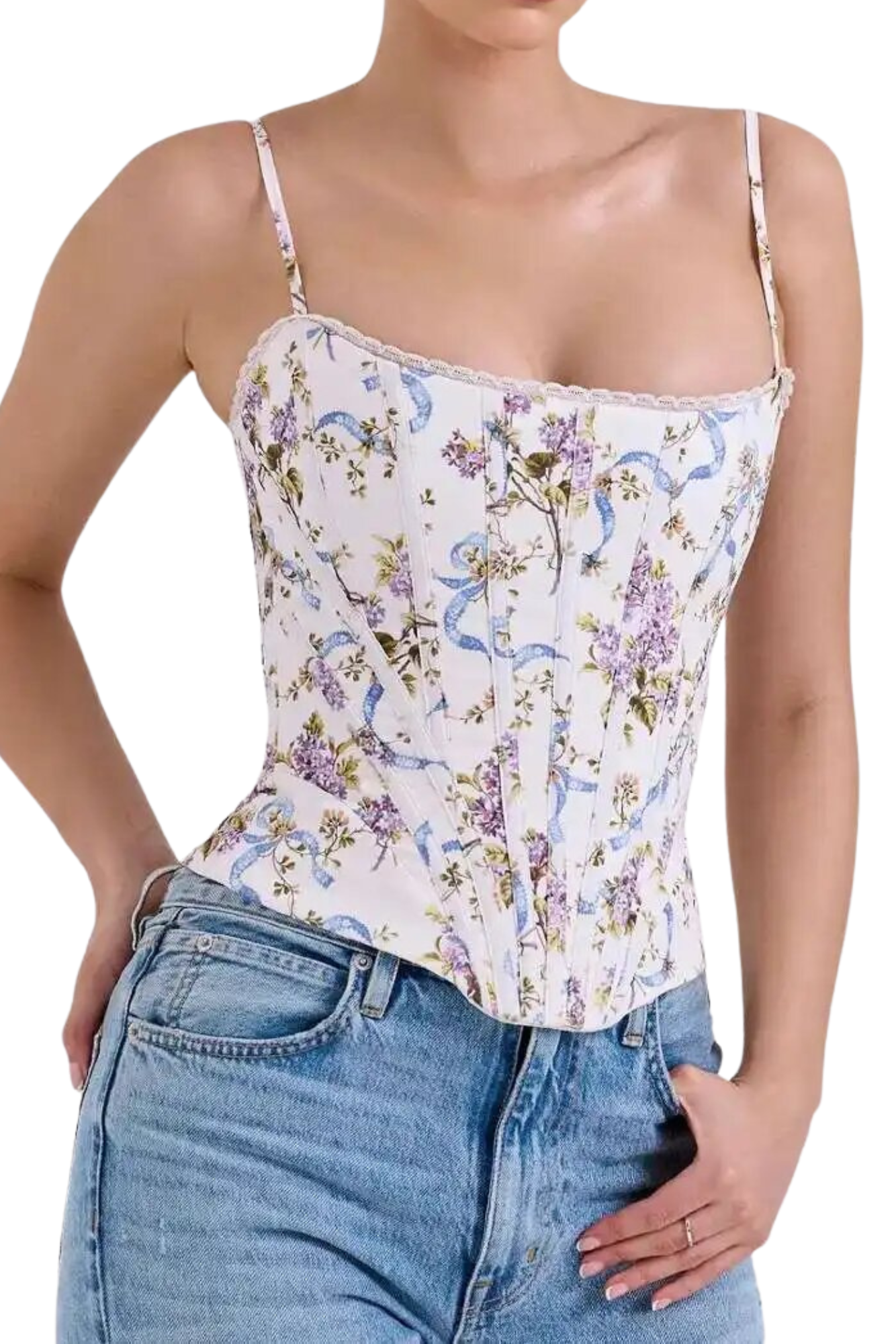 Corset Modelador Sara - Branco Floral