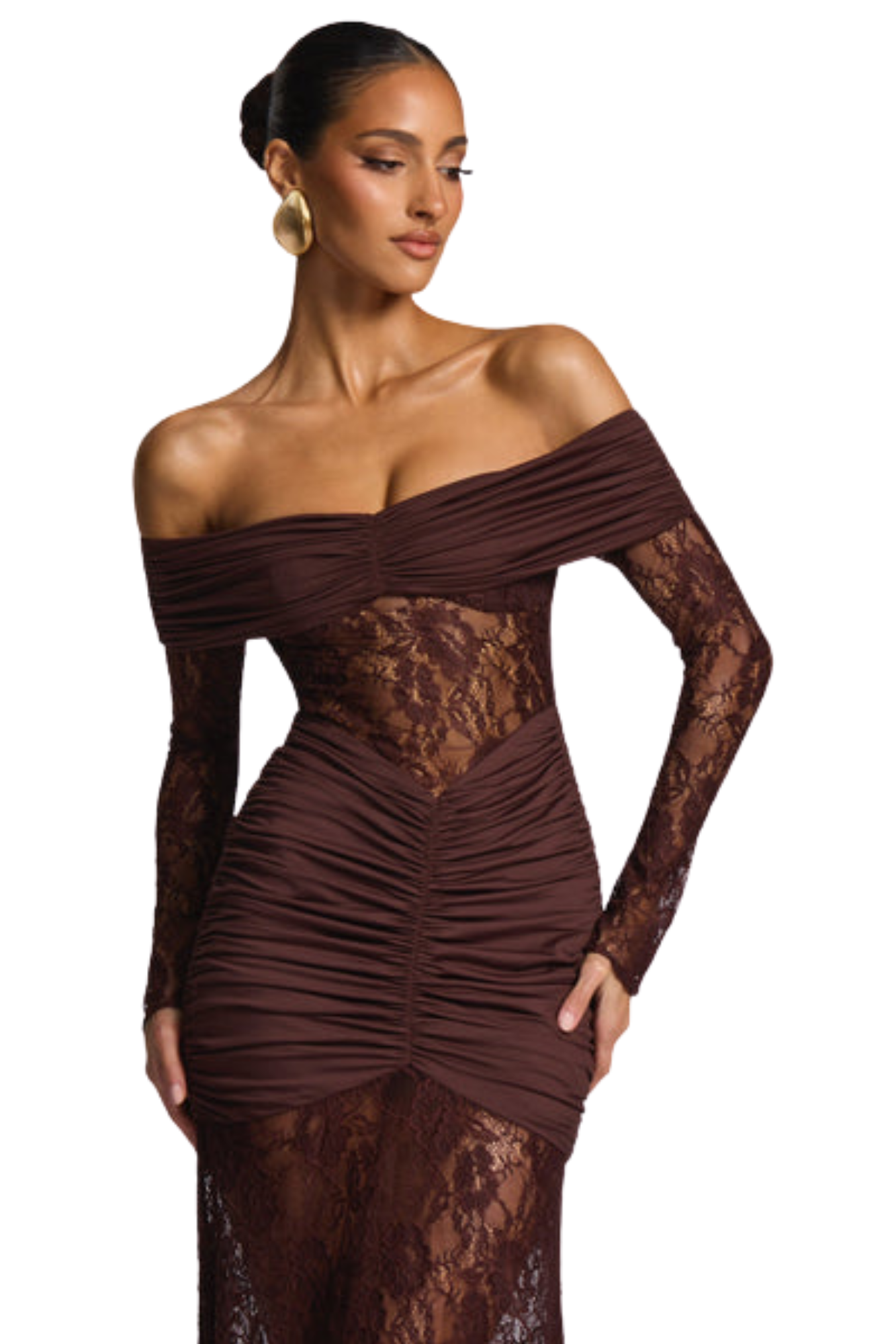 Vestido Longo Valentina Marrom Ameixa