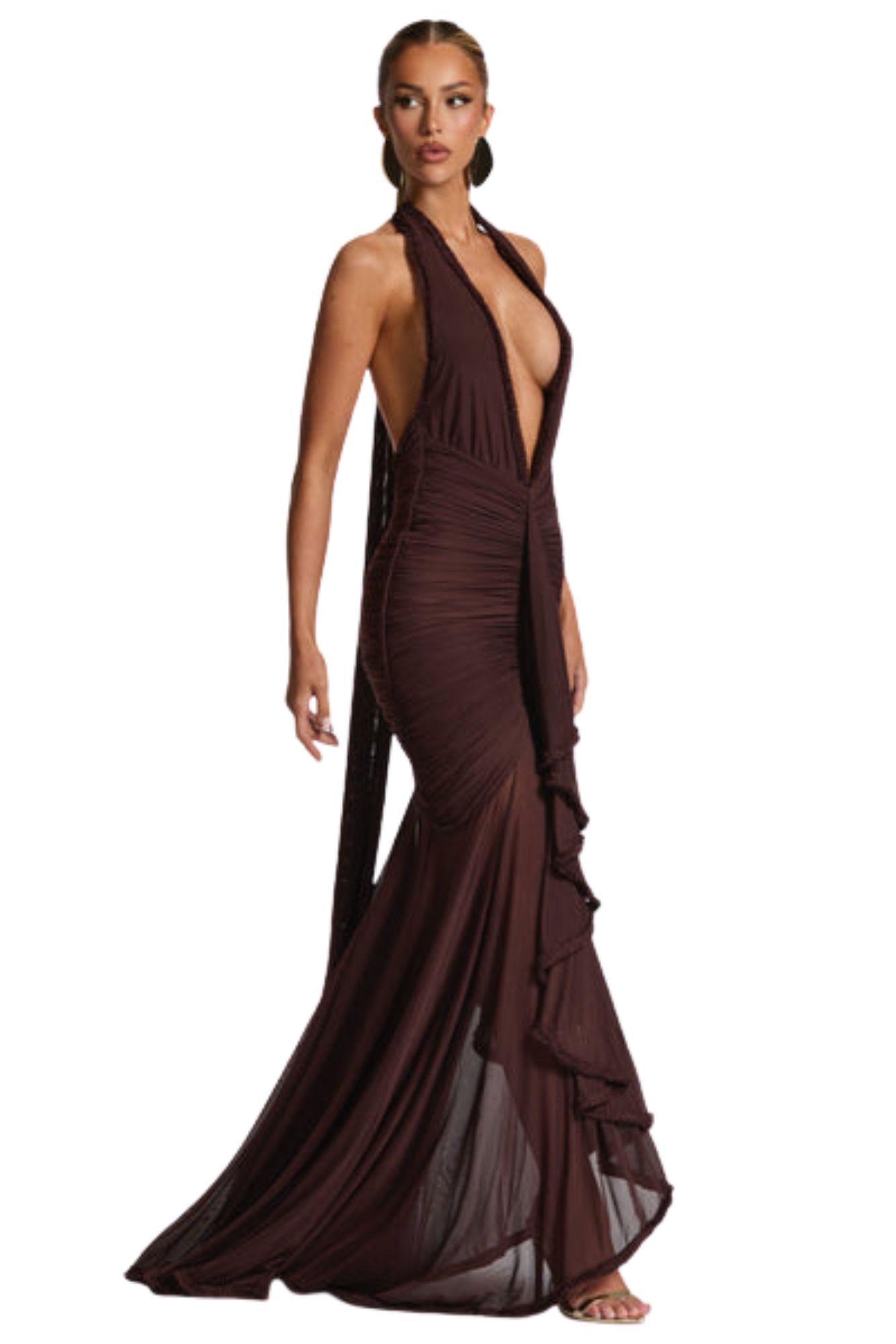 Vestido Longo Eclipse Marrom Ameixa