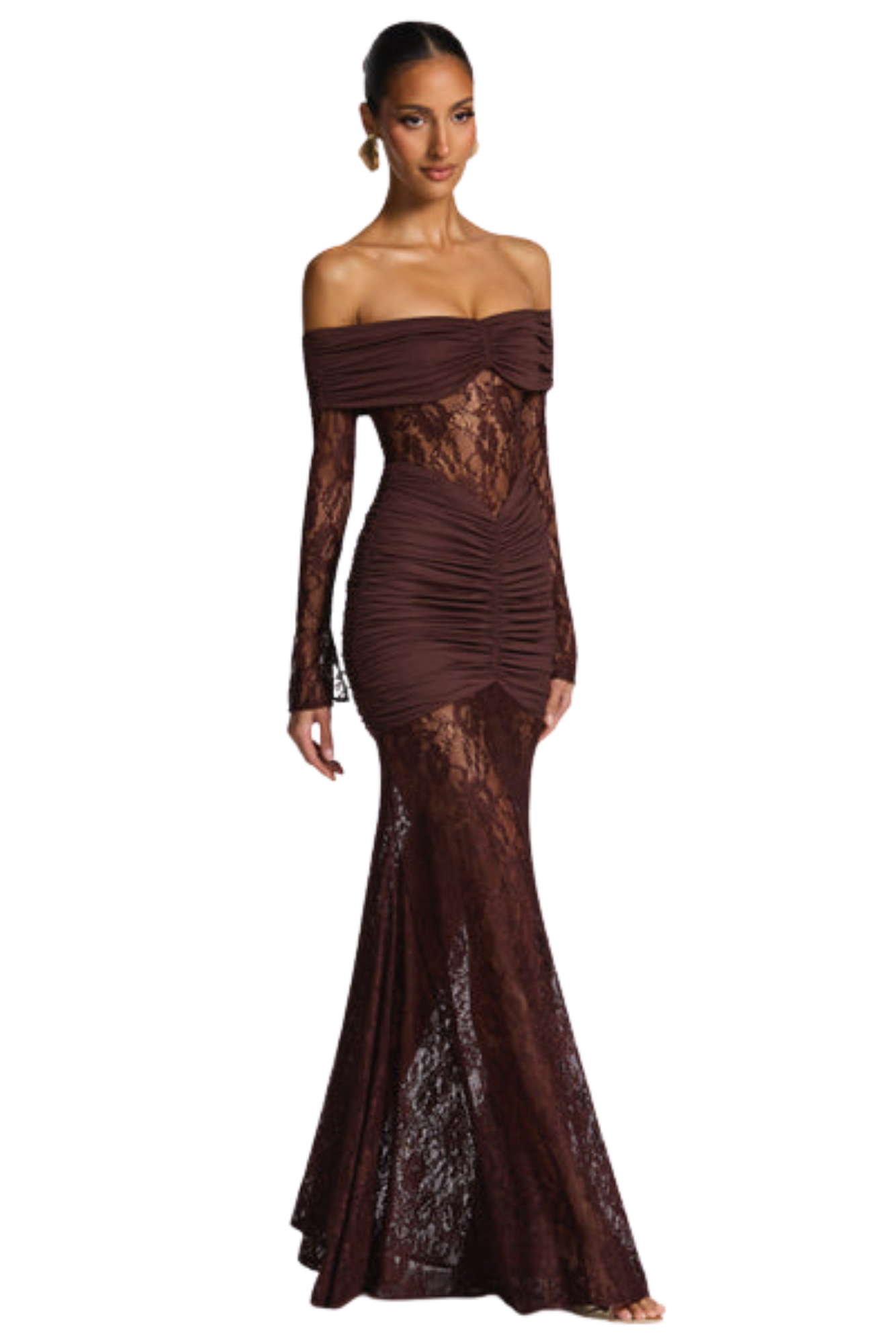 Vestido Longo Valentina Marrom Ameixa