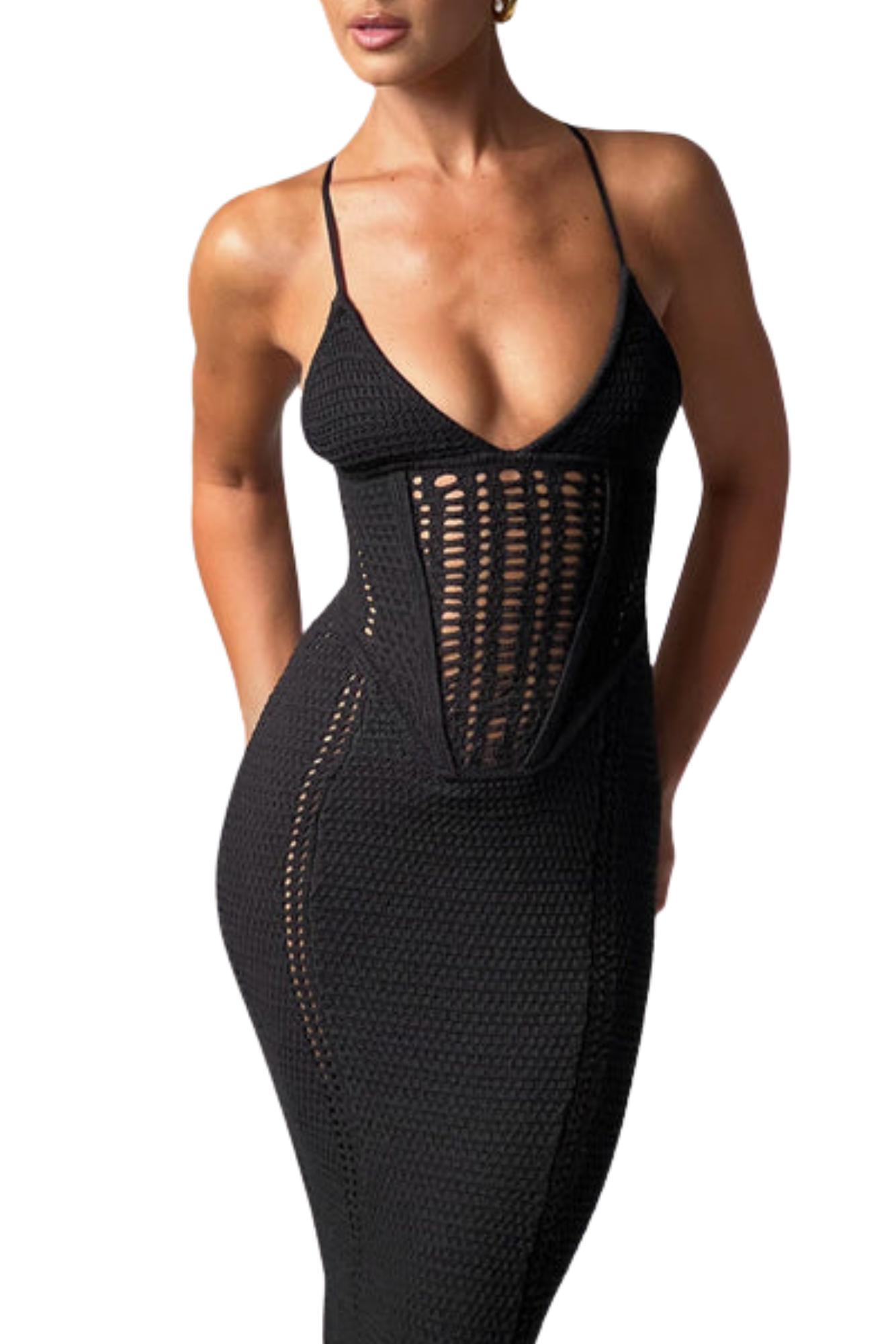 Vestido Longo Crochê - Preto