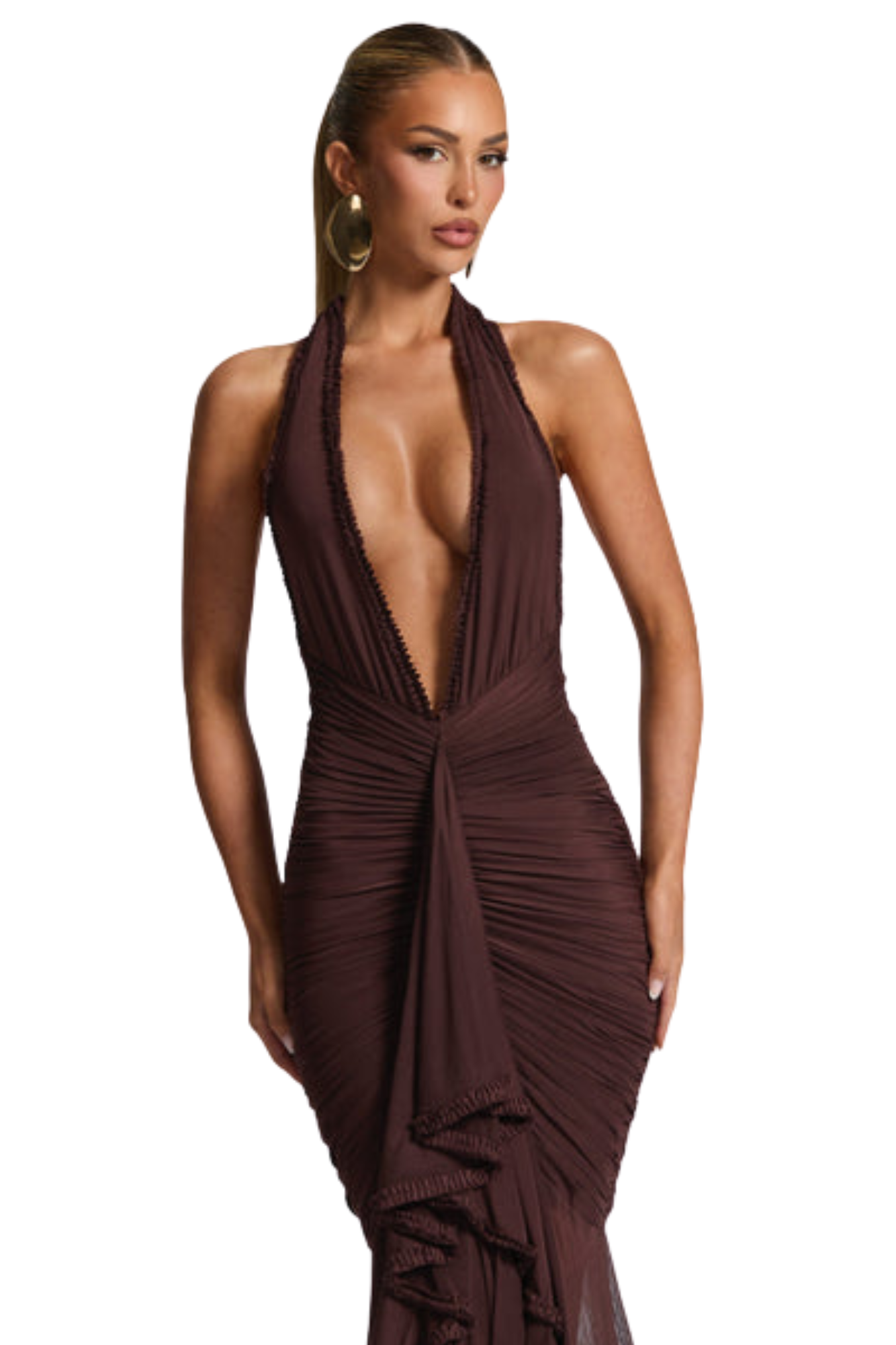 Vestido Longo Eclipse Marrom Ameixa