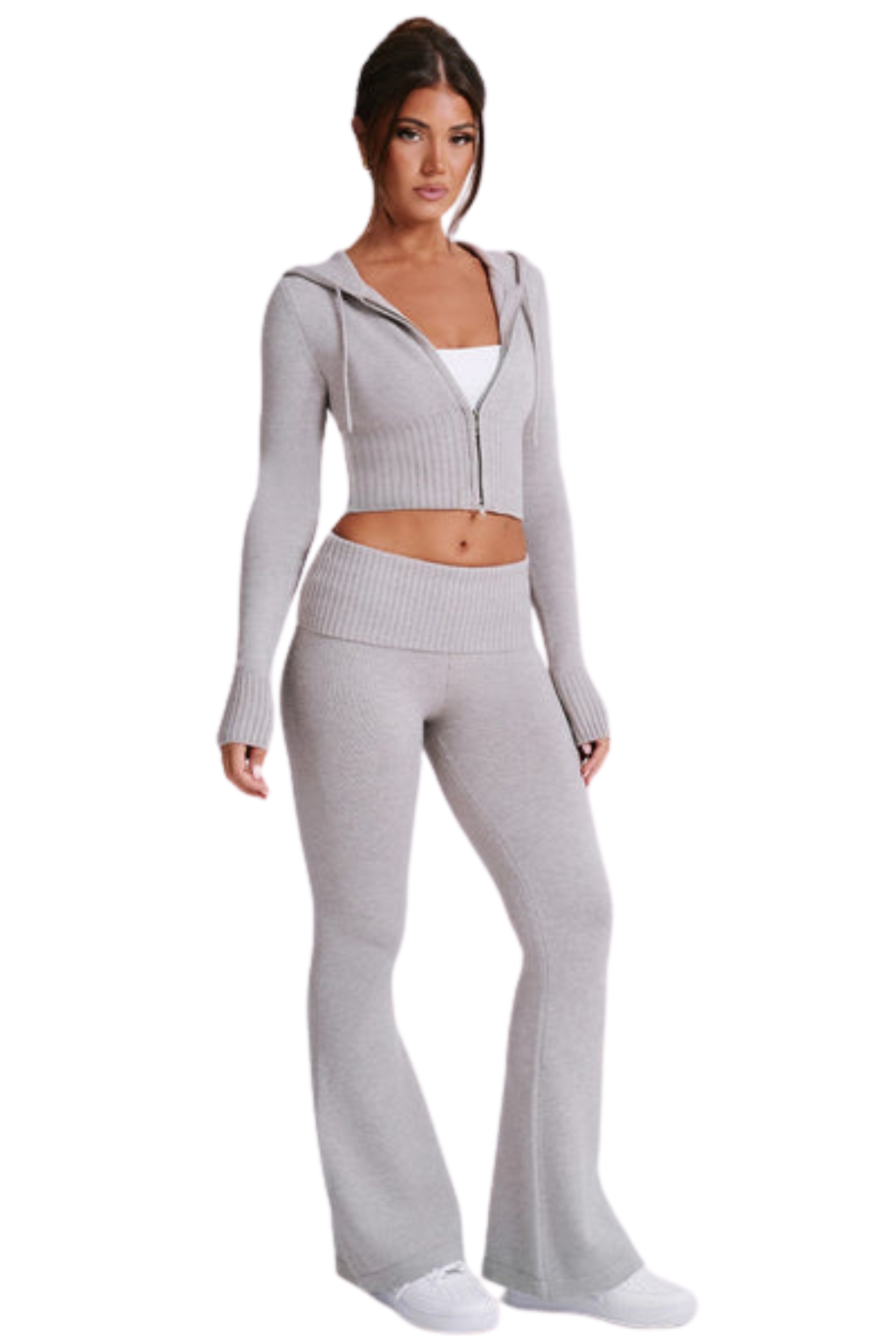 Conjunto Knitwear Portia – Cinza Claro Mesclado