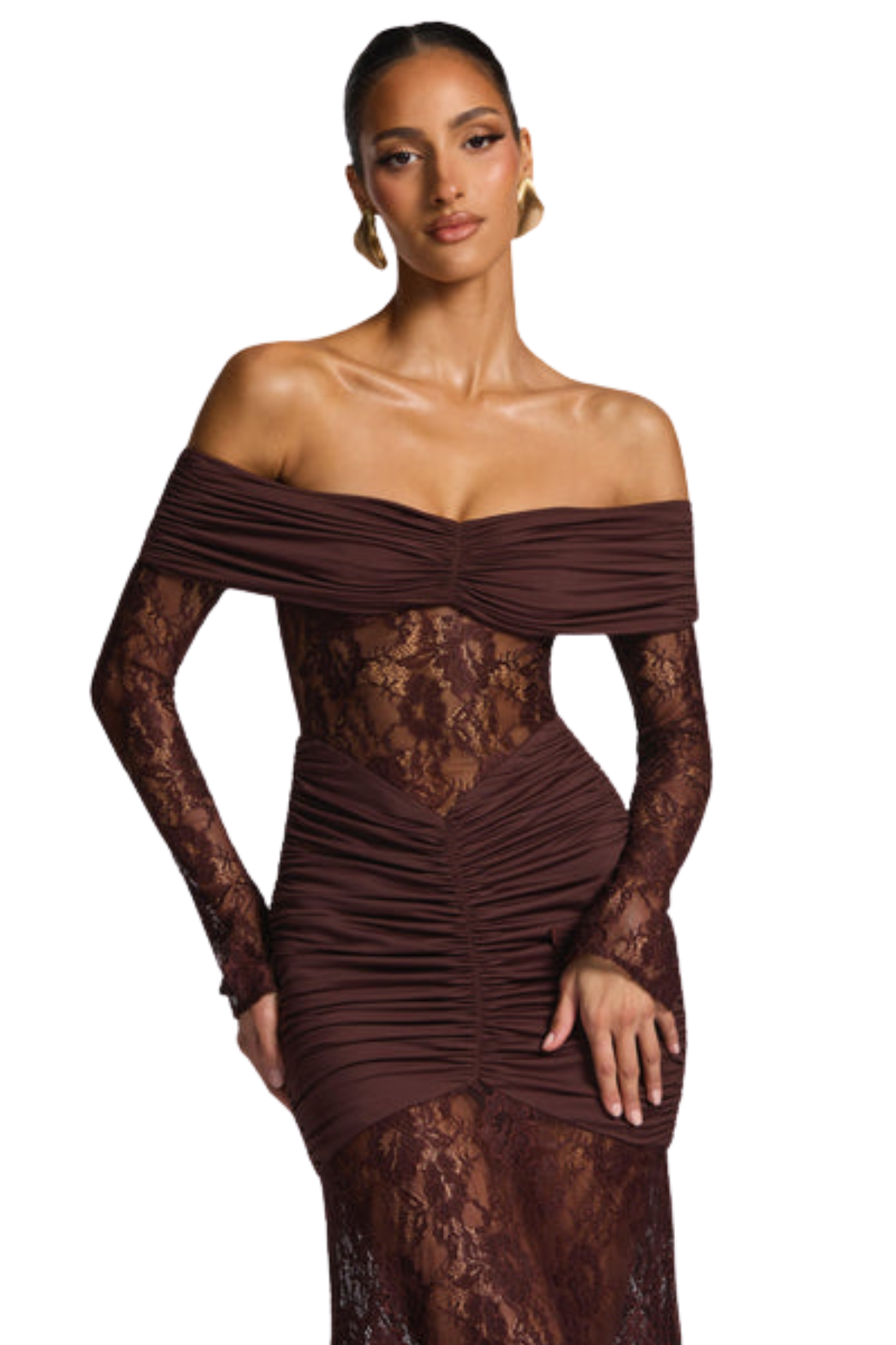 Vestido Longo Valentina Marrom Ameixa