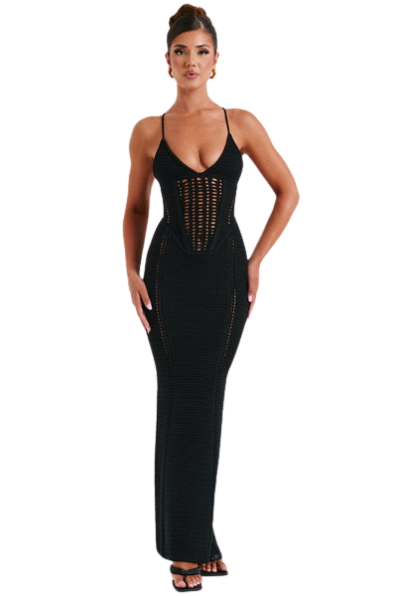 Vestido Longo Crochê - Preto