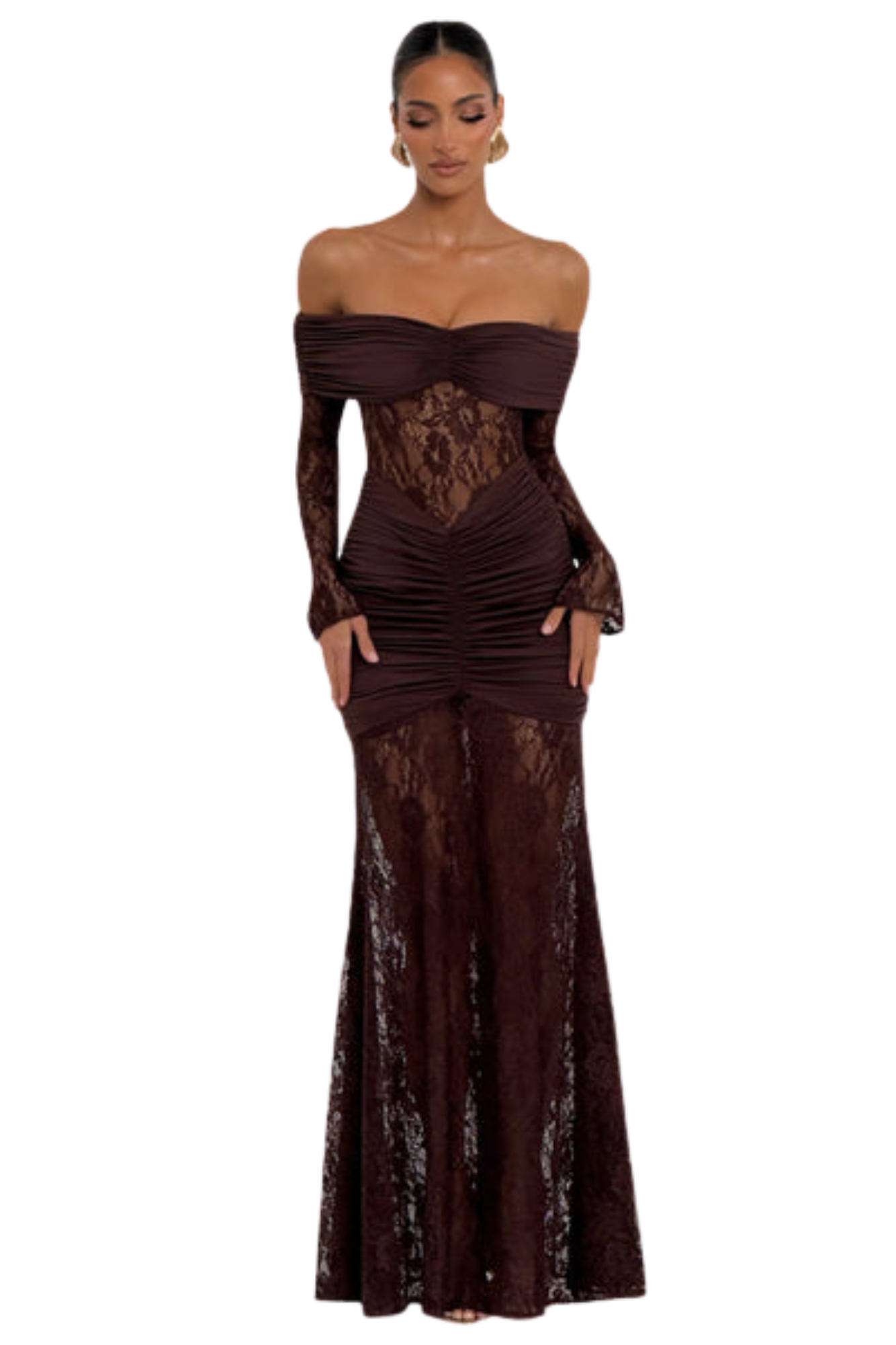 Vestido Longo Valentina Marrom Ameixa