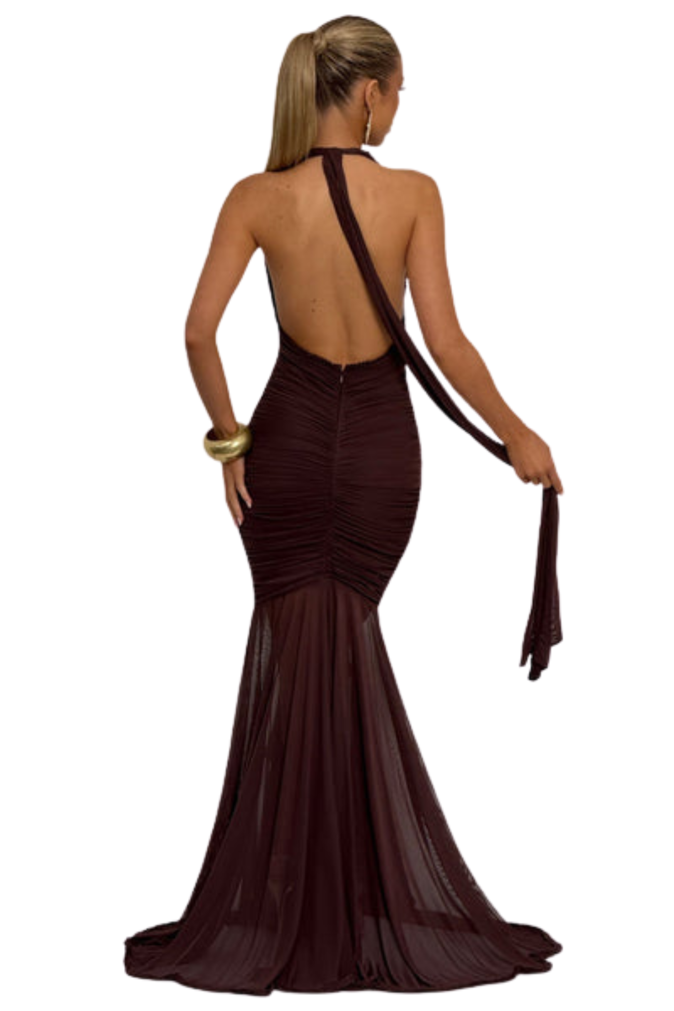 Vestido Longo Eclipse Marrom Ameixa