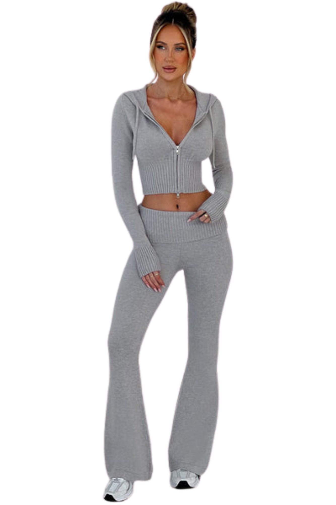 Conjunto Knitwear Portia – Cinza Claro Mesclado