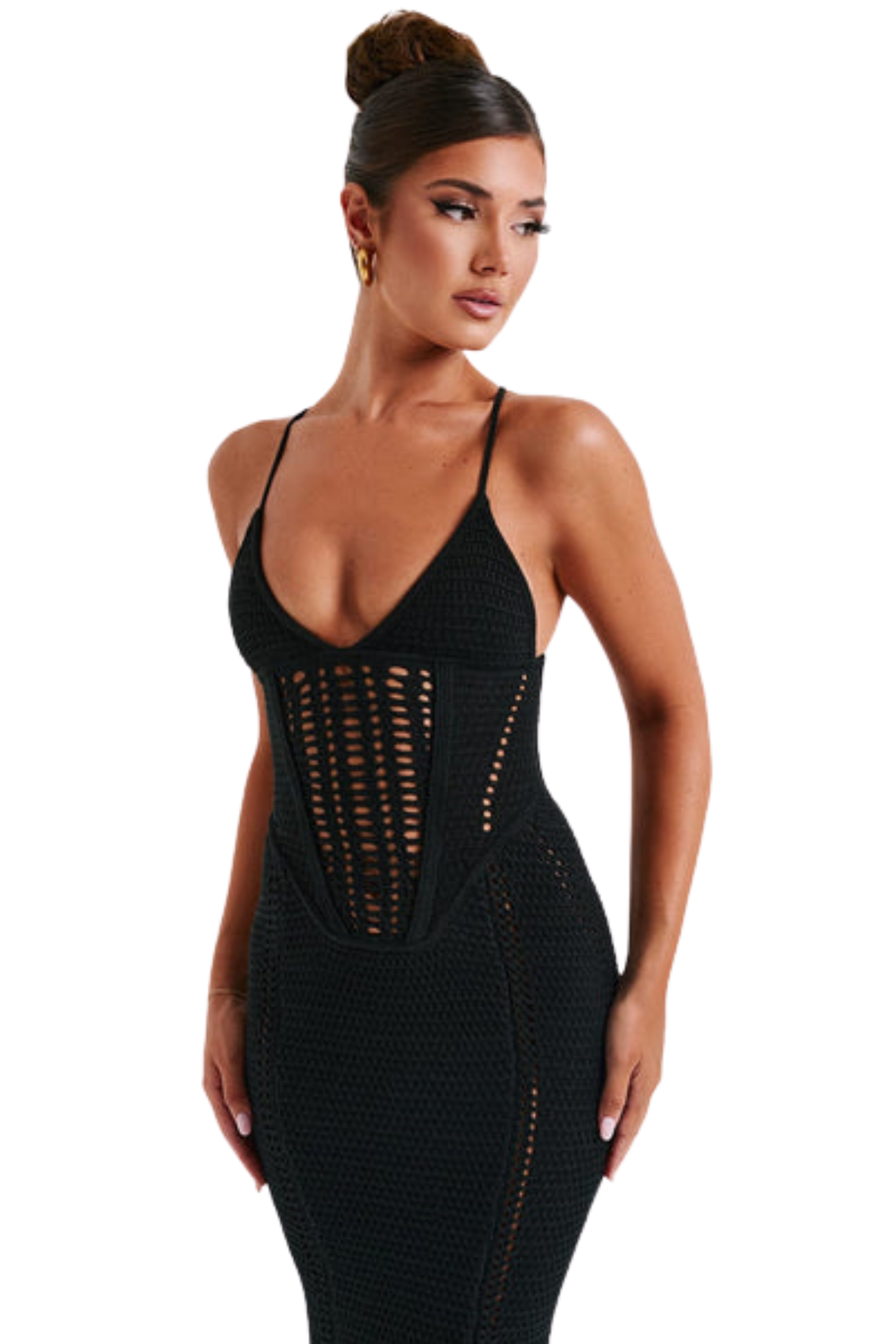 Vestido Longo Crochê - Preto