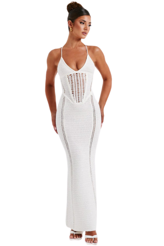 Vestido Longo Crochê - Branco
