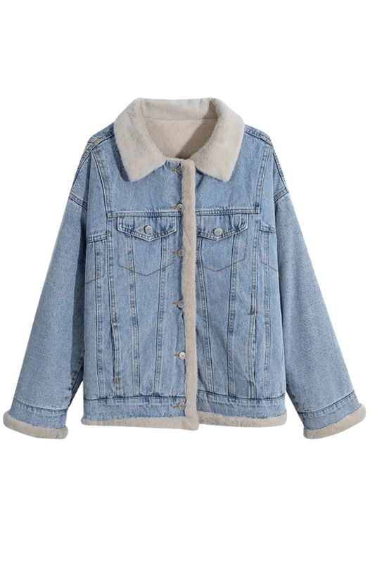Jaqueta Jeans Dupla Face de Pelúcia