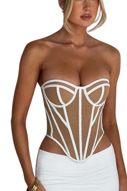 topo com constraste Selena - Marfim