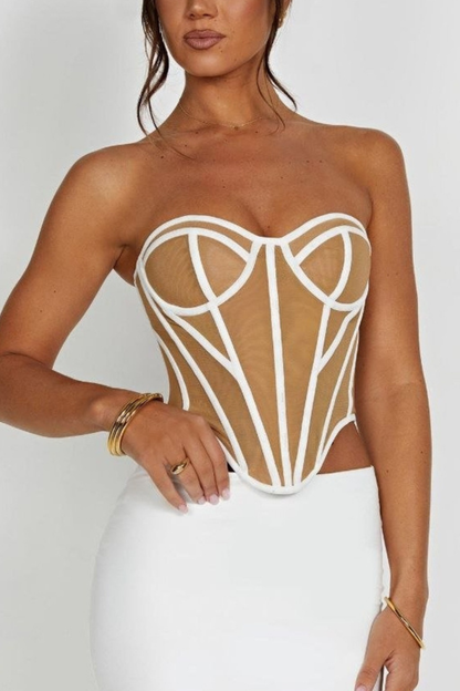 topo com constraste Selena - Marfim