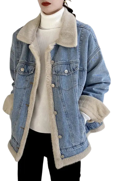 Jaqueta Jeans Dupla Face de Pelúcia