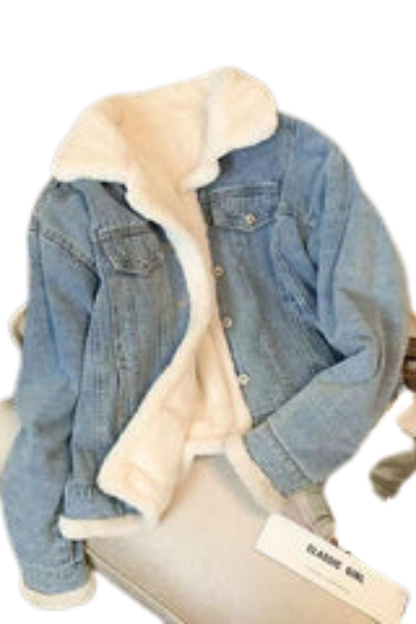 Jaqueta Jeans Dupla Face de Pelúcia