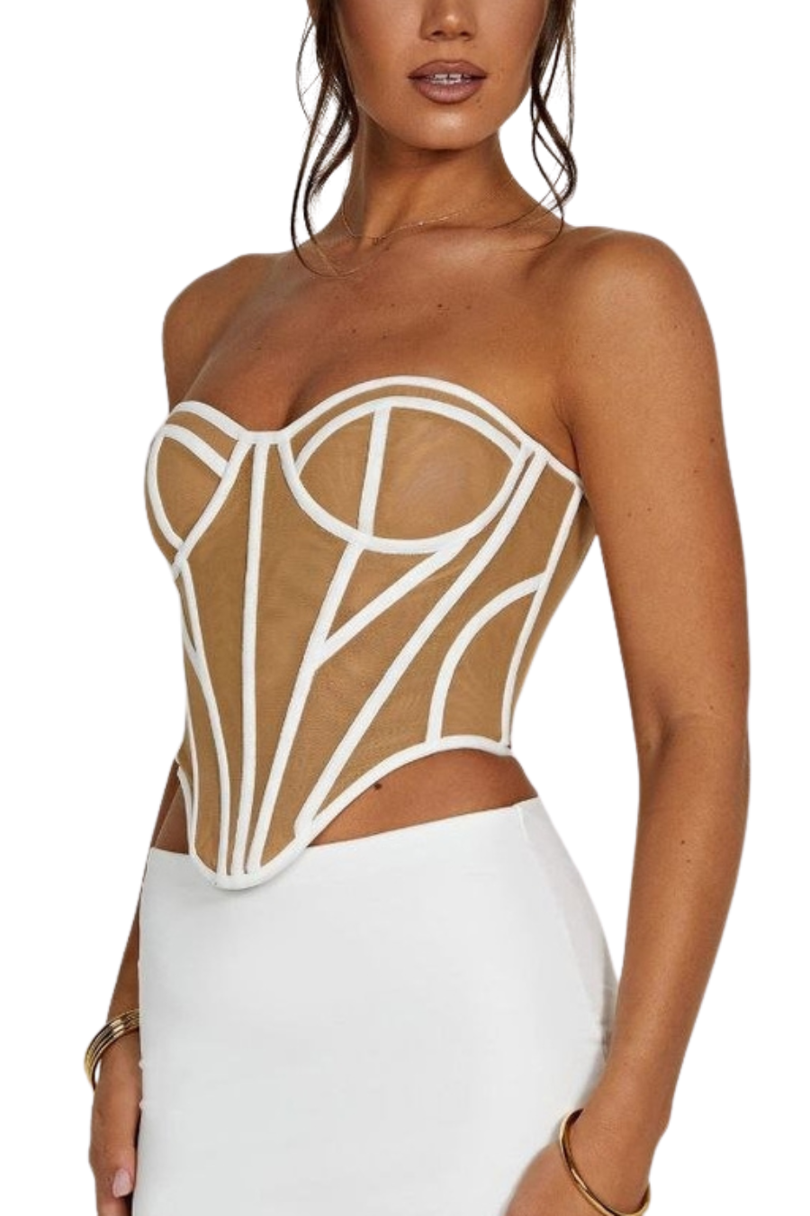 topo com constraste Selena - Marfim