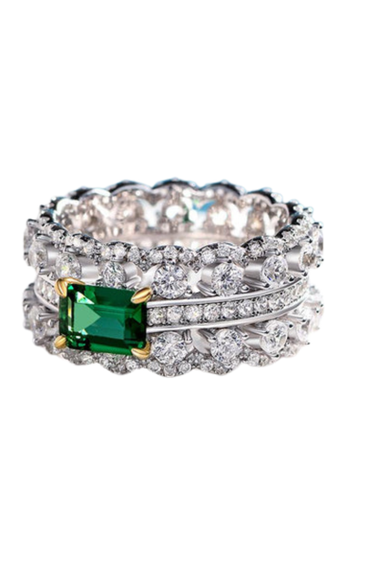 Anel de Esmeralda Clássico – Elegância Prata