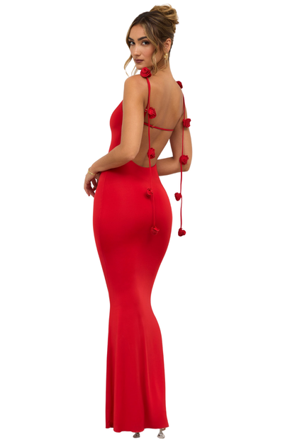 Vestido Longo  Rosas da Meia-Noite