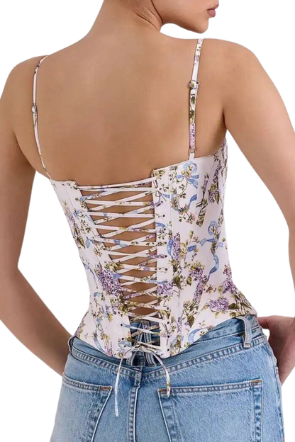 Corset Modelador Sara - Branco Floral