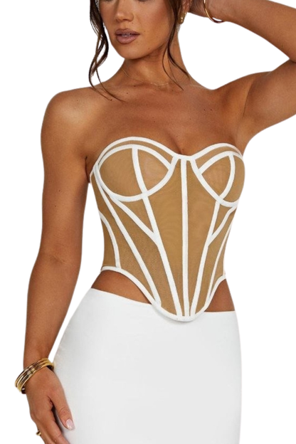 topo com constraste Selena - Marfim