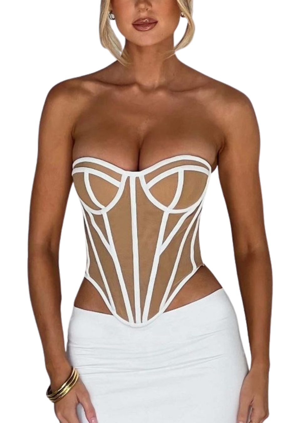 topo com constraste Selena - Marfim