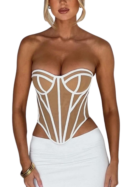 topo com constraste Selena - Marfim