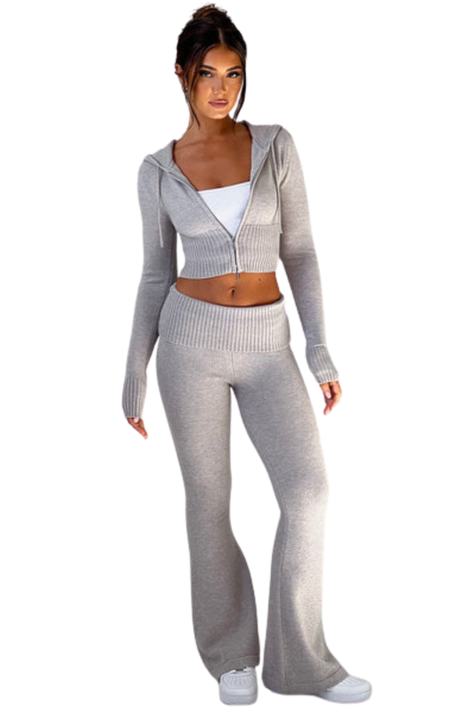 Conjunto Knitwear Portia – Cinza Claro Mesclado
