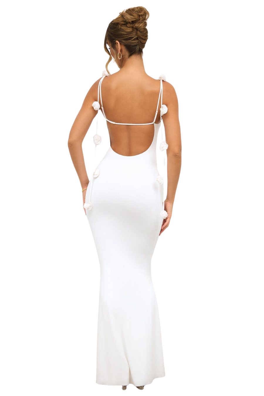 Vestido Longo de rosas Brancas