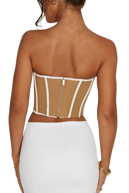 topo com constraste Selena - Marfim