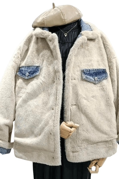 Jaqueta Jeans Dupla Face de Pelúcia