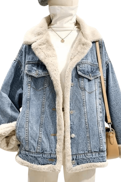 Jaqueta Jeans Dupla Face de Pelúcia