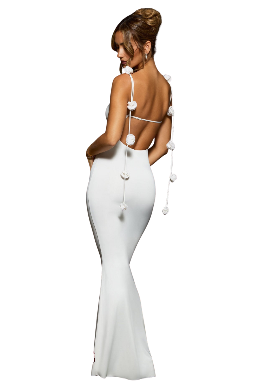 Vestido Longo de rosas Brancas